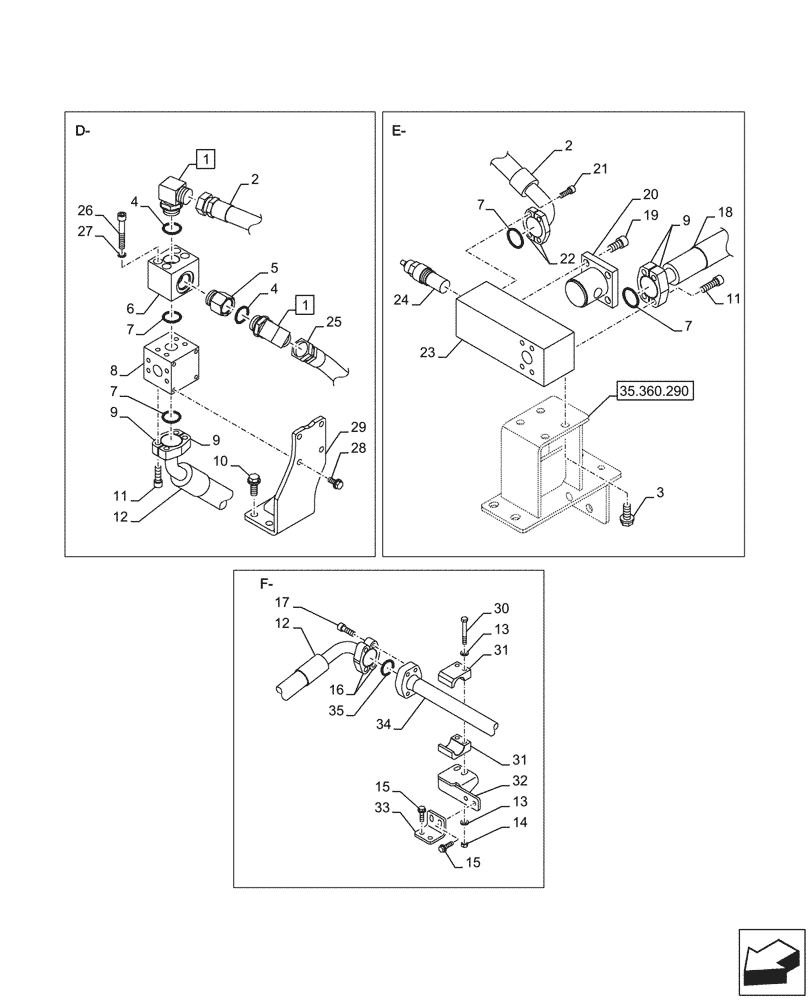 Схема запчастей Case CX750D RTC ME - (35.360.370) - VAR - 461563 - HAMMER CIRCUIT, LINES, HIGH FLOW, W/ ELECTRICAL PROPORTIONAL CONTROL (35) - HYDRAULIC SYSTEMS