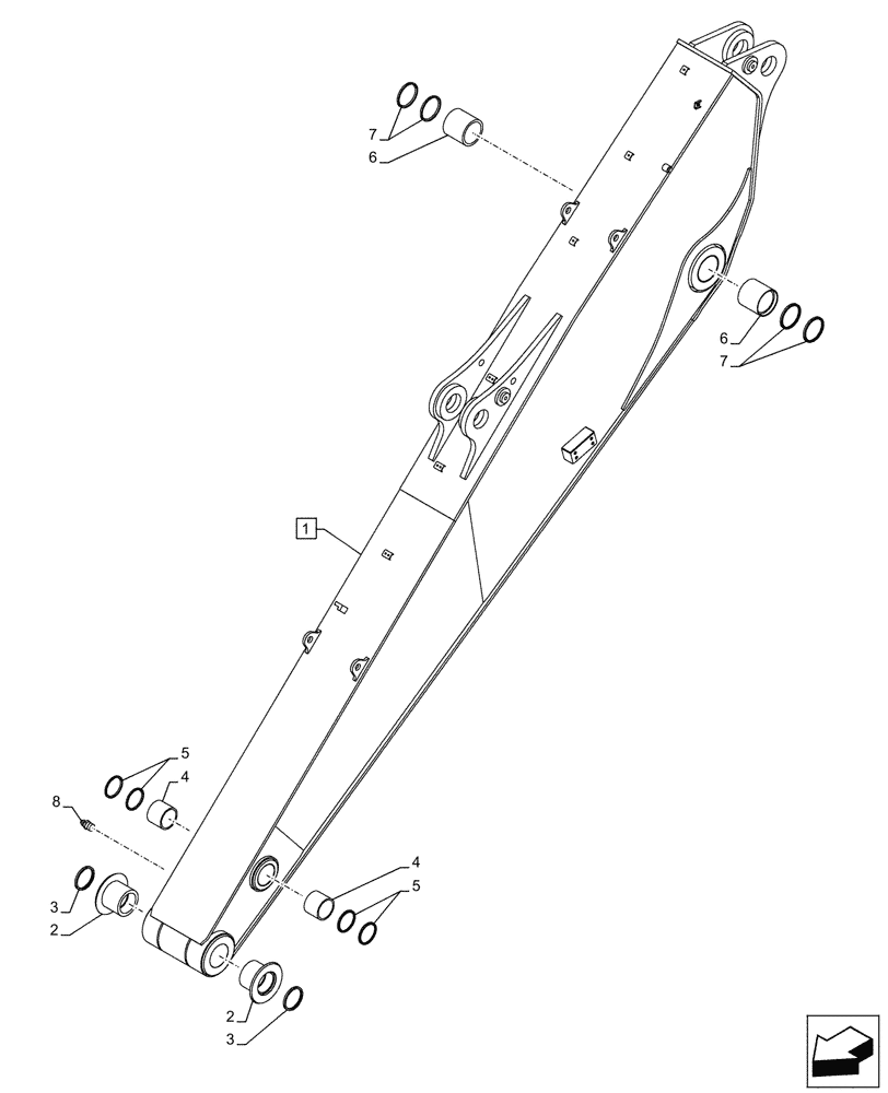 Схема запчастей Case CX750D RTC - (84.912.040) - VAR - 781930 - ARM (L=5.00M) (84) - BOOMS, DIPPERS & BUCKETS