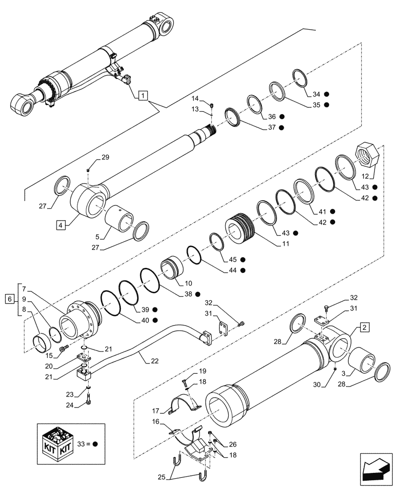 Схема запчастей Case CX750D RTC ME - (35.736.090) - VAR - 481064 - LIFT CYLINDER, BOOM, RIGHT, COMPONENTS (35) - HYDRAULIC SYSTEMS