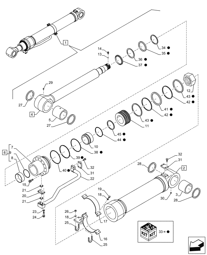 Схема запчастей Case CX750D RTC ME - (35.736.100) - VAR - 481064 - LIFT CYLINDER, BOOM, LEFT, COMPONENTS (35) - HYDRAULIC SYSTEMS