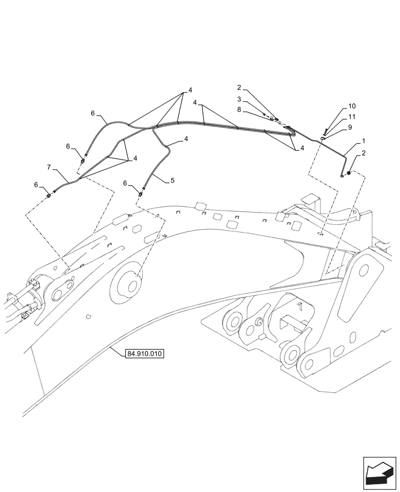 Схема запчастей Case CX750D RTC - (71.460.010) - VAR - 461543 - BOOM, LUBRIFICATION LINE (71) - LUBRICATION SYSTEM