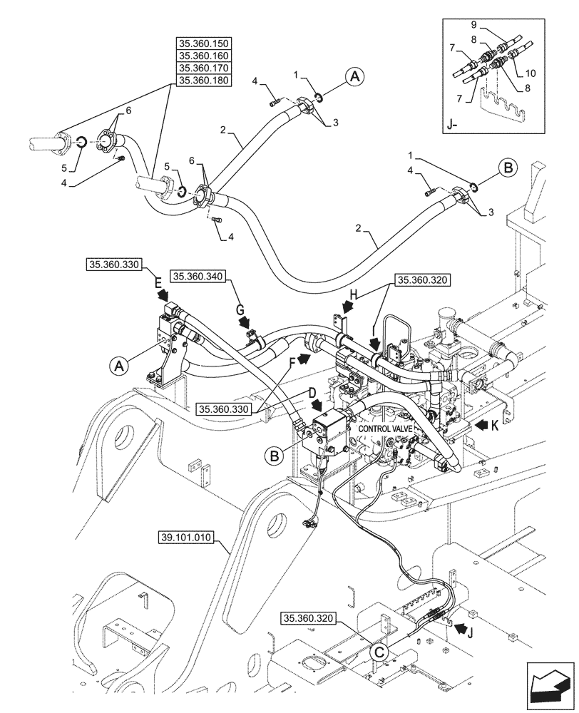 Схема запчастей Case CX750D RTC ME - (35.360.310) - VAR - 461869 - HAMMER CIRCUIT, LINES, HIGH FLOW, W/ ELECTRICAL PROPORTIONAL CONTROL (35) - HYDRAULIC SYSTEMS
