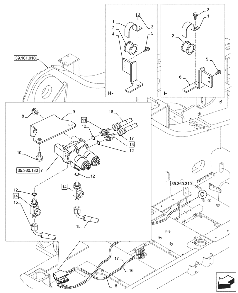 Схема запчастей Case CX750D RTC ME - (35.360.320) - VAR - 461869 - HAMMER CIRCUIT, LINES, HIGH FLOW, W/ ELECTRICAL PROPORTIONAL CONTROL (35) - HYDRAULIC SYSTEMS