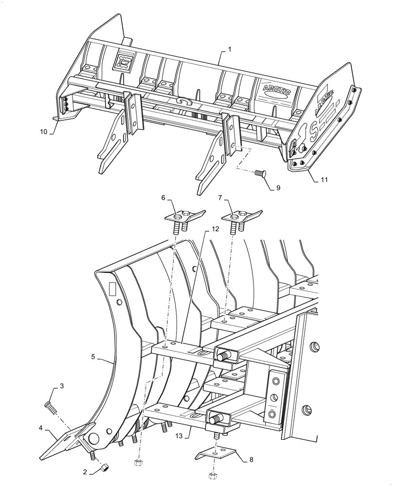 Схема запчастей Case 570N EP - (95.100.090[04]) - SNOW BLADE, 156" (95) - CE ATTACHMENTS