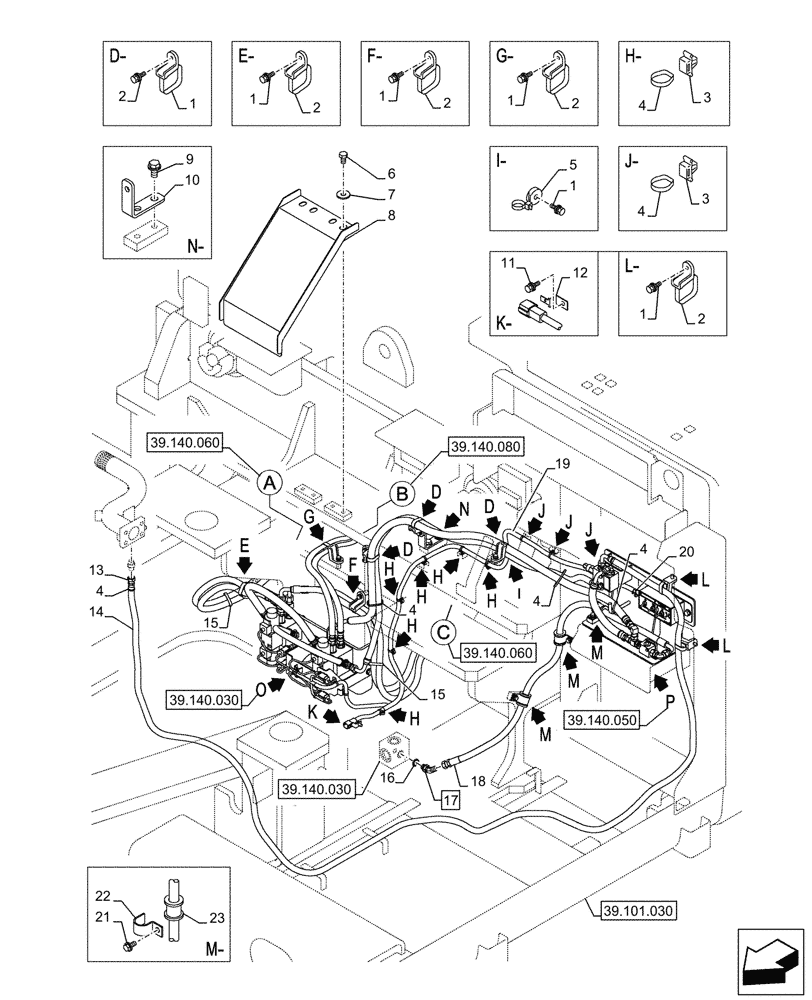 Схема запчастей Case CX750D RTC ME - (39.140.020) - VAR - 481263 - LINES, HYDRAULIC, COUNTERWEIGHT (39) - FRAMES AND BALLASTING