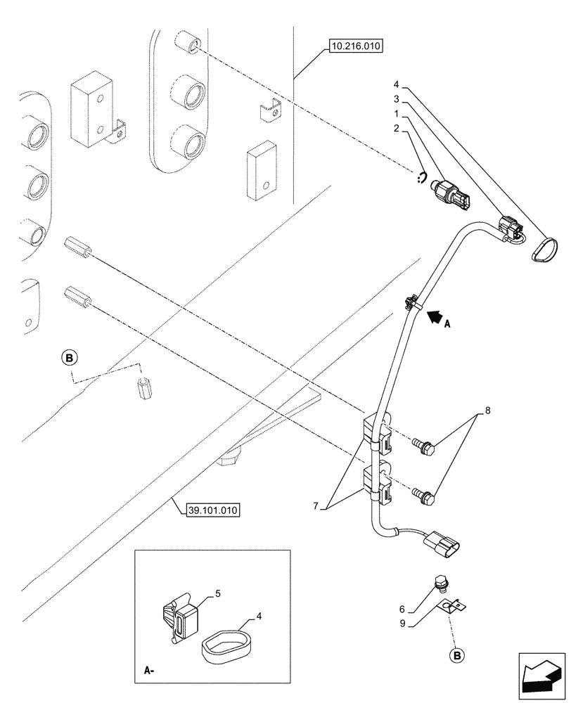 Схема запчастей Case CX750D RTC ME - (55.036.010) - VAR - 461561 - HAMMER CIRCUIT, HYDRAULIC CONTROL (55) - ELECTRICAL SYSTEMS