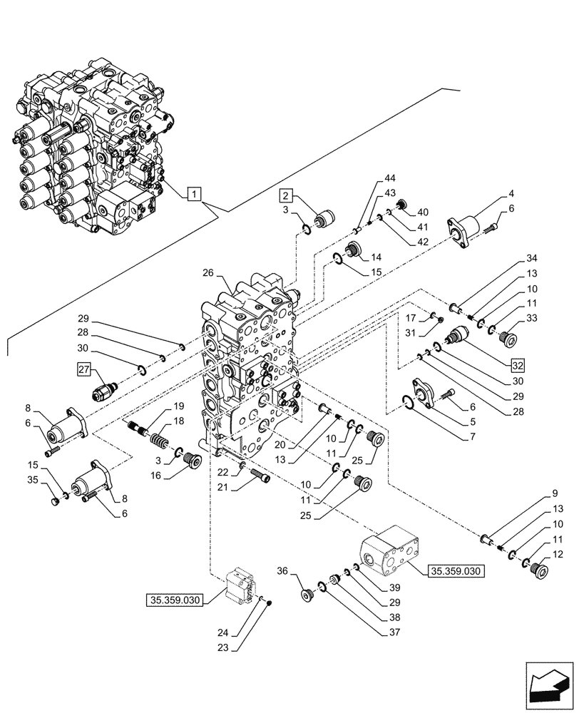 Схема запчастей Case CX750D RTC ME - (35.359.020) - CONTROL VALVE, COMPONENTS (35) - HYDRAULIC SYSTEMS