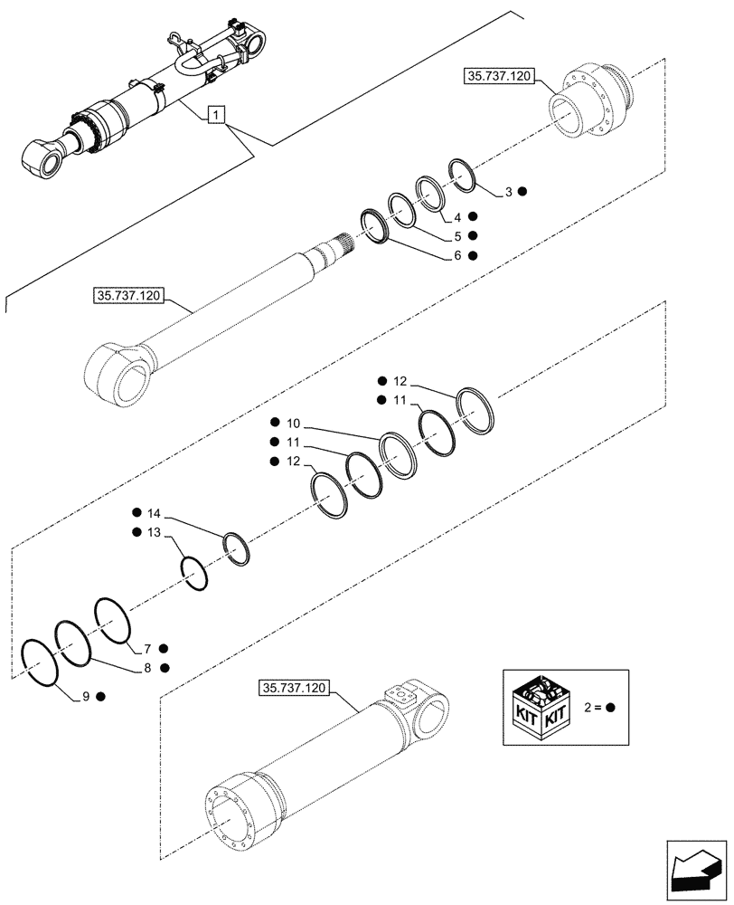 Схема запчастей Case CX750D RTC ME - (35.737.130) - VAR - 481064 - ARM, CYLINDER, SAFETY VALVE, COMPONENTS (35) - HYDRAULIC SYSTEMS