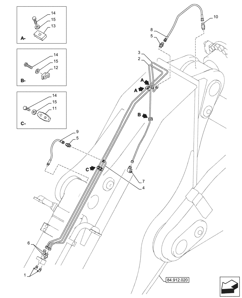 Схема запчастей Case CX750D RTC - (71.460.030) - VAR - 488132 - ARM, LUBRIFICATION LINE (71) - LUBRICATION SYSTEM
