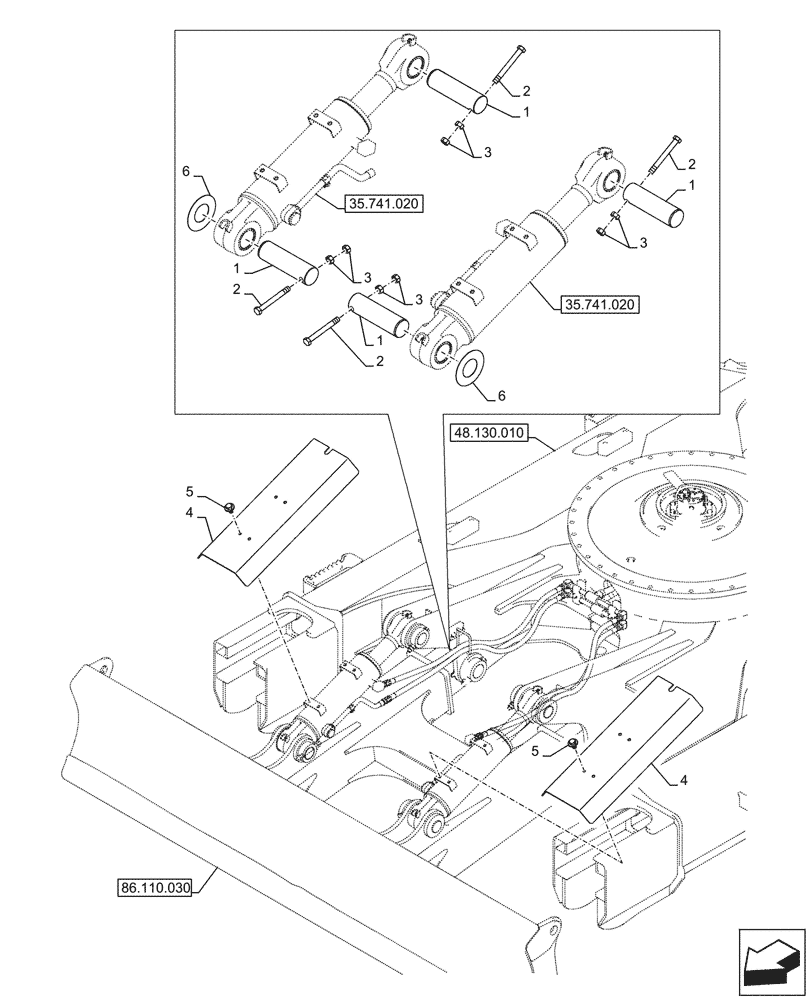 Схема запчастей Case CX245D - (86.110.010) - BUSHING, PIN, COVER, LIFT CYLINDER, BLADE (86) - DOZER