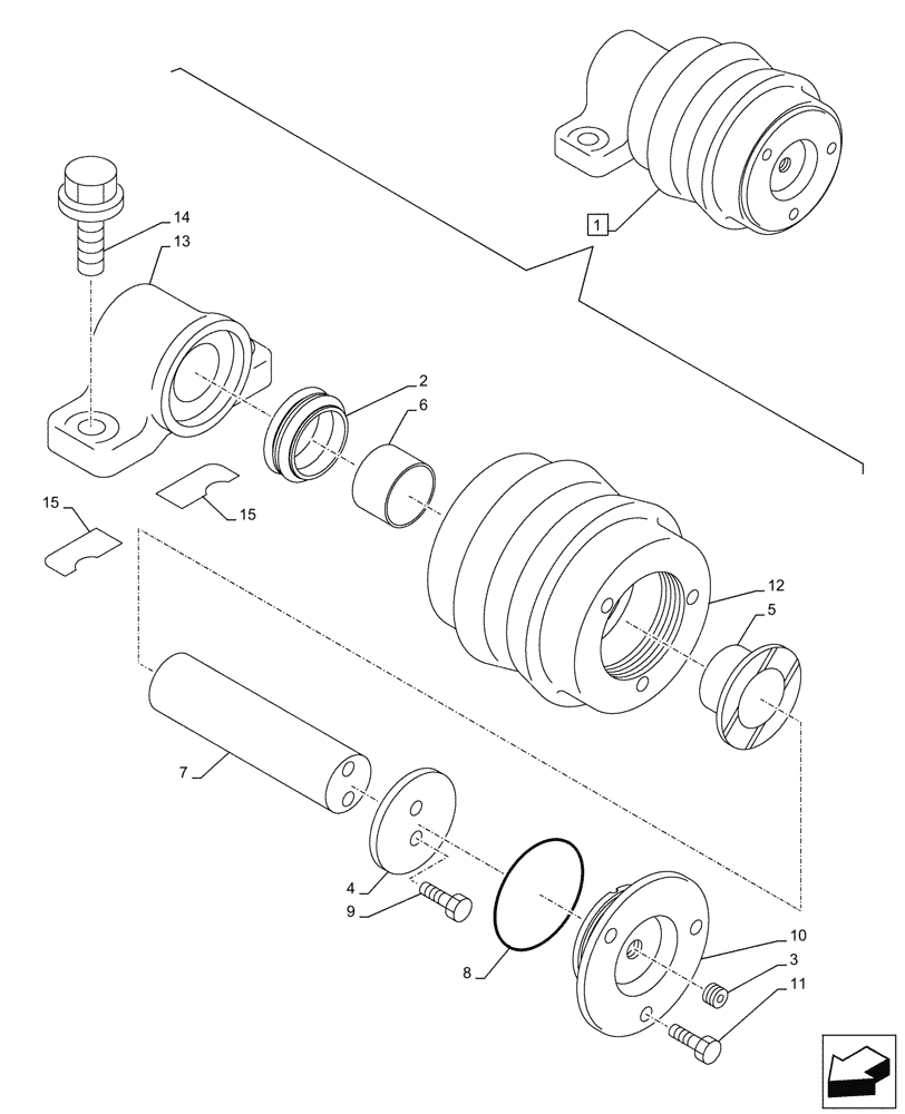 Схема запчастей Case CX245D - (48.138.010) - TRACK ROLLER, SUPPORT (48) - TRACKS & TRACK SUSPENSION