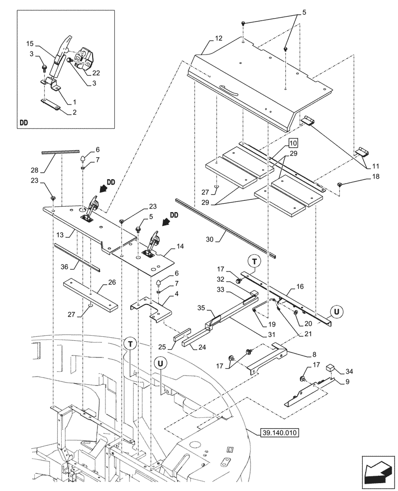 Схема запчастей Case CX245D - (90.105.050) - HOUSING & COVERS (90) - PLATFORM, CAB, BODYWORK AND DECALS