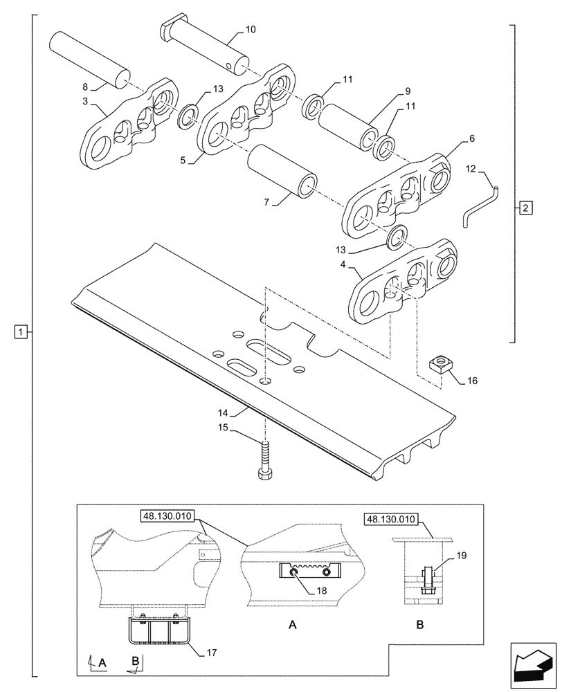Схема запчастей Case CX245D - (48.100.060) - VAR - 956000 - TRACK CHAIN (L=900MM) (48) - TRACKS & TRACK SUSPENSION