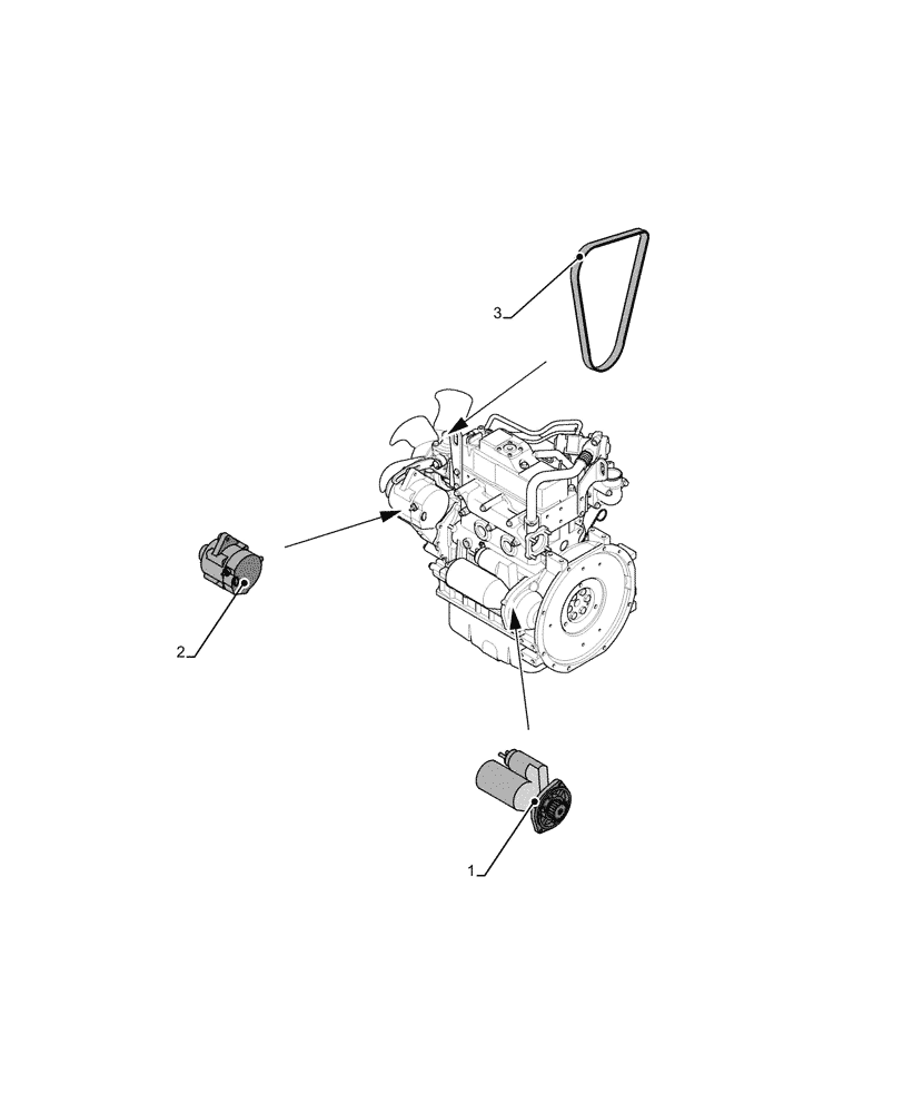 Схема запчастей Case CX33C - (05.100.04[02]) - MAINTENANCE PARTS - STARTER MOTOR, ALTERNATOR, BELTS (05) - SERVICE & MAINTENANCE