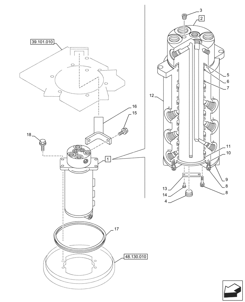 Схема запчастей Case CX245D - (35.354.010) - HYDRAULIC SWIVEL (35) - HYDRAULIC SYSTEMS