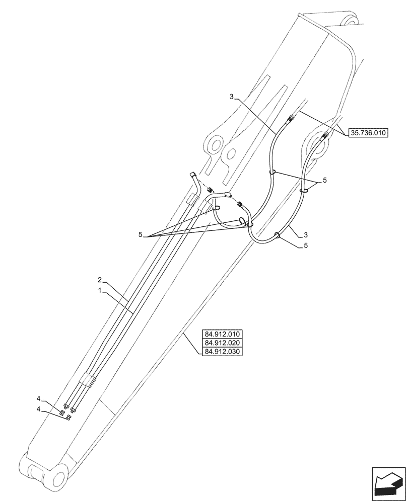 Схема запчастей Case CX245D - (35.734.030) - VAR - 781128 - QUICK COUPLER, HYDRAULIC LINE, ARM (L=2.9M) (35) - HYDRAULIC SYSTEMS