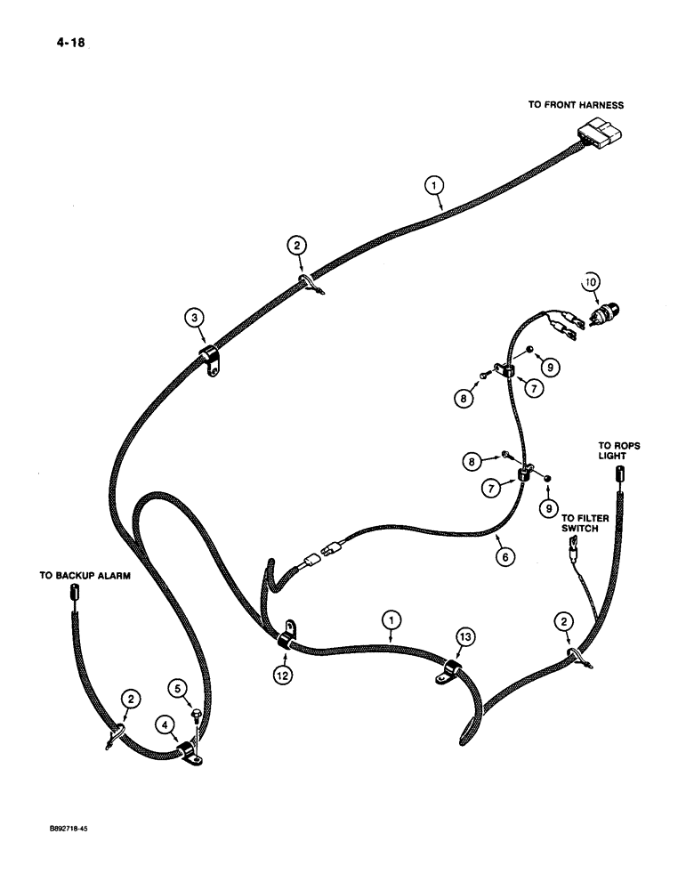Схема запчастей Case 650 - (4-18) - REAR WIRING HARNESS AND CONNECTIONS (04) - ELECTRICAL SYSTEMS