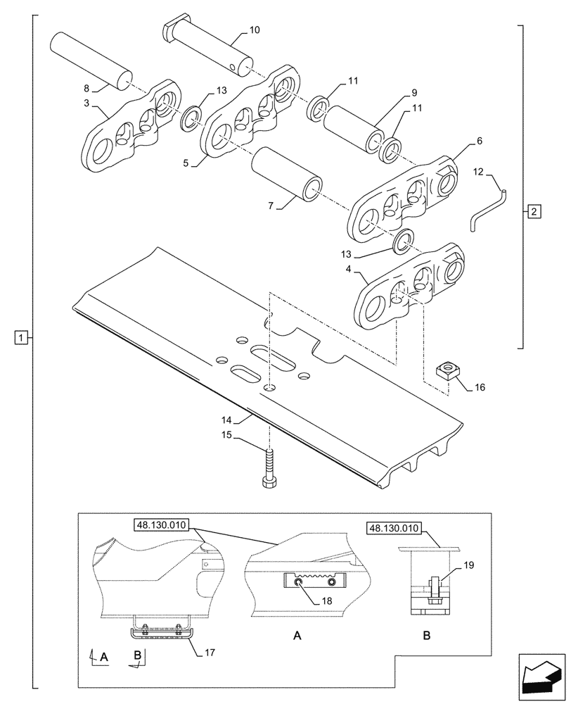 Схема запчастей Case CX245D - (48.100.040) - VAR - 956003 - TRACK CHAIN (L=700MM) (48) - TRACKS & TRACK SUSPENSION