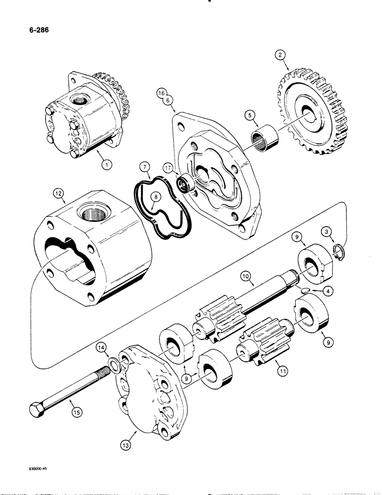 Схема запчастей Case 1450B - (6-286) - TRANSMISSION CHARGING PUMP (06) - POWER TRAIN