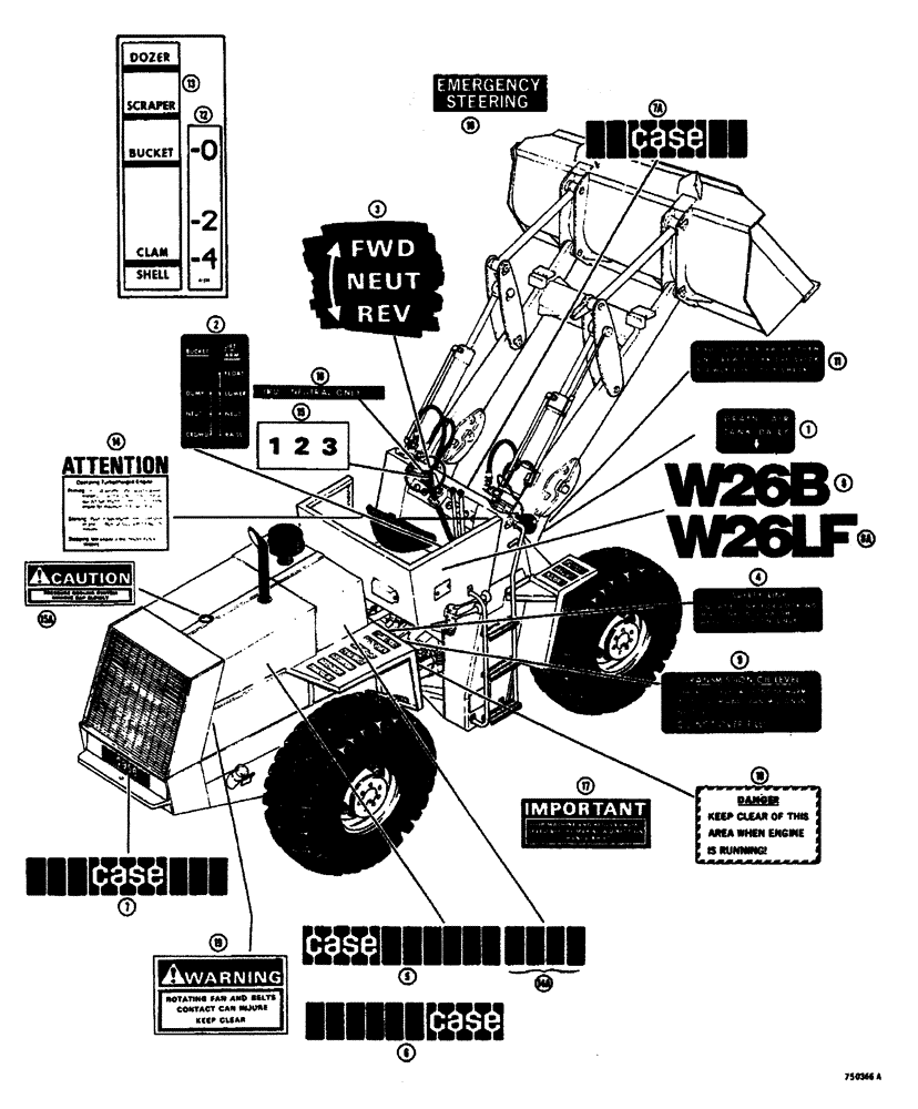 Схема запчастей Case W26B - (466) - DECALS LATE PRODUCTION (09) - CHASSIS