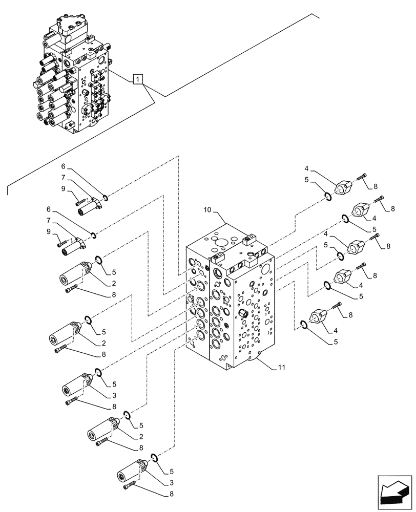 Схема запчастей Case CX245D - (35.359.020) - CONTROL VALVE, COMPONENTS (35) - HYDRAULIC SYSTEMS