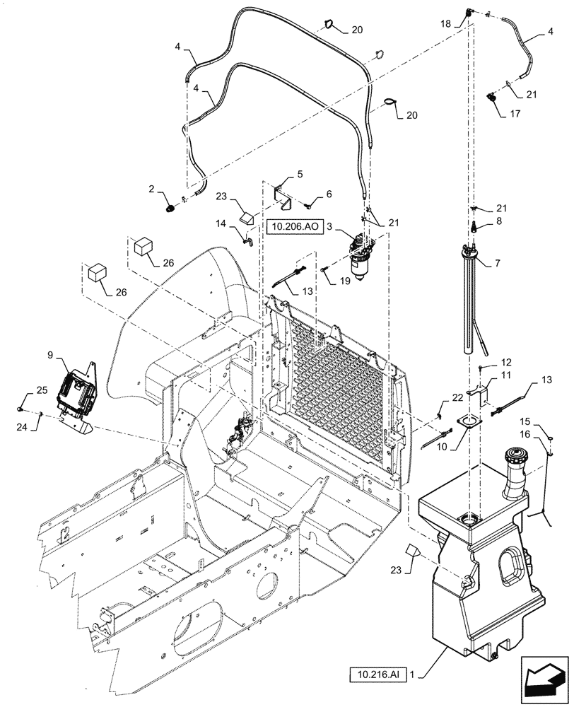 Схема запчастей Case TR320 - (10.216.AI) - FUEL TANK & ASSOCIATED PARTS (4-OCT-2013 & NEWER) (10) - ENGINE