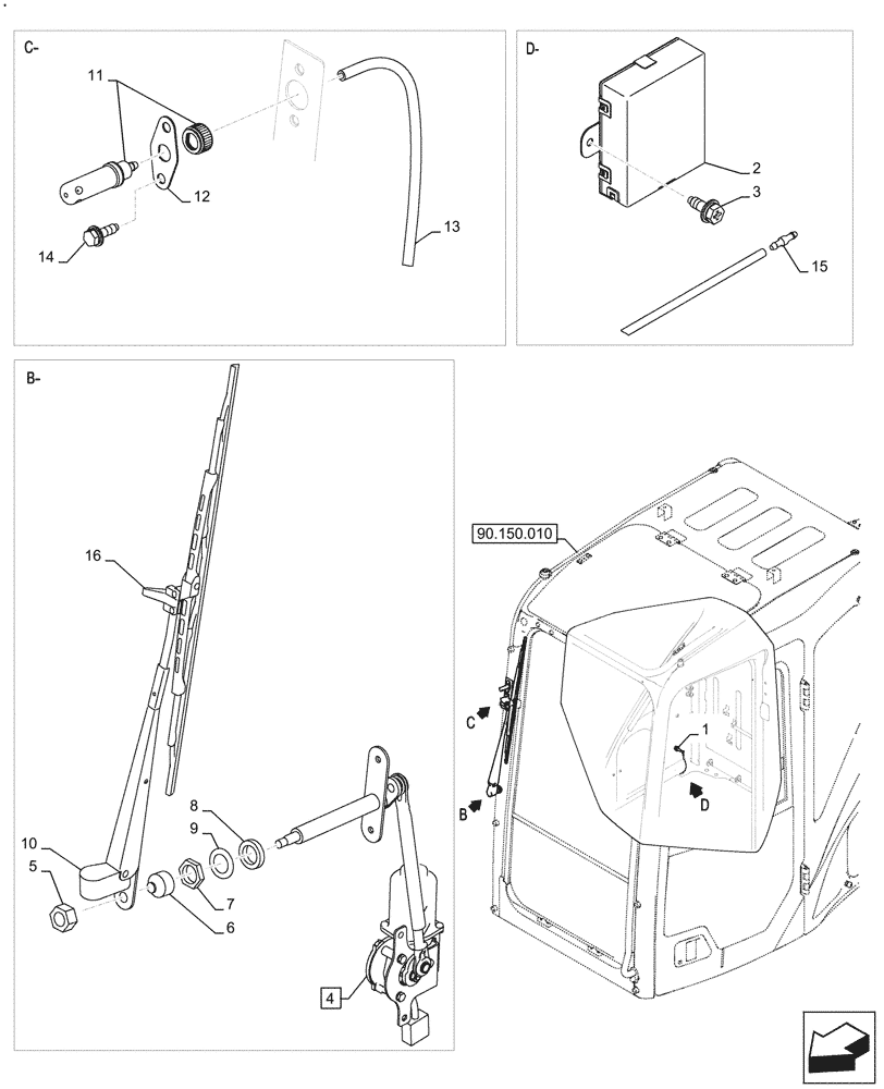 Схема запчастей Case CX245D - (55.518.020) - WINDSHIELD WIPER (55) - ELECTRICAL SYSTEMS