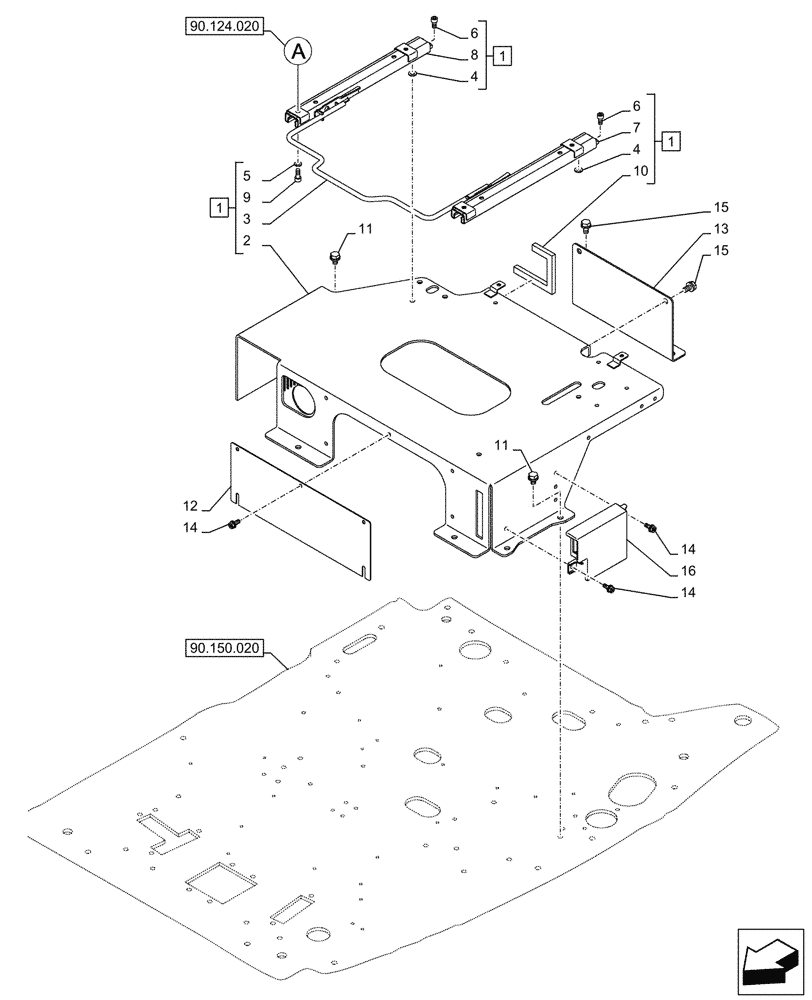 Схема запчастей Case CX245D - (90.124.010) - VAR - 488035, 781277 - SEAT, AIR SUSPENSION, GUIDE (90) - PLATFORM, CAB, BODYWORK AND DECALS