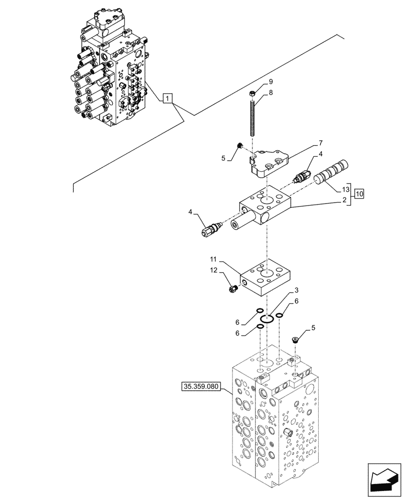 Схема запчастей Case CX245D SR LC - (35.359.120) - VAR - 461863 - CONTROL VALVE, COMPONENTS (35) - HYDRAULIC SYSTEMS