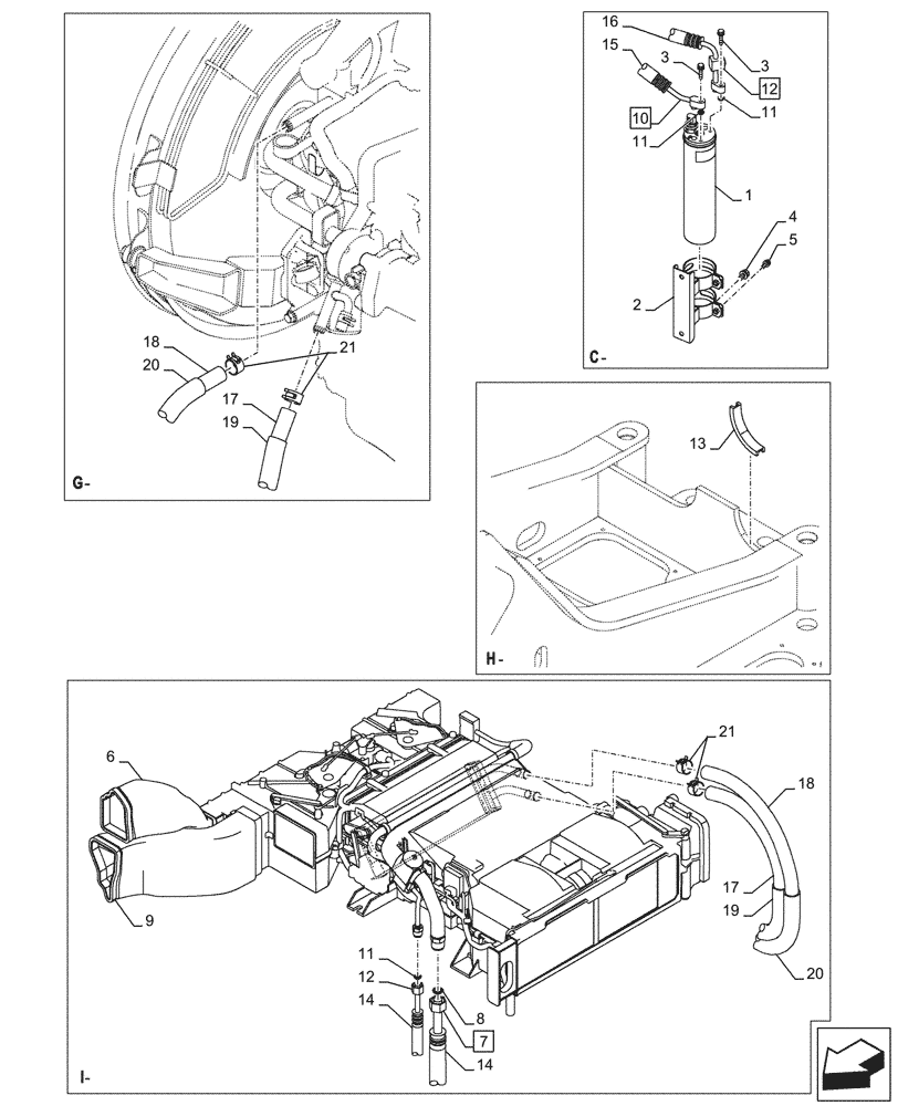 Схема запчастей Case CX245D - (50.200.020) - AIR CONDITIONING, CONDENSER (50) - CAB CLIMATE CONTROL