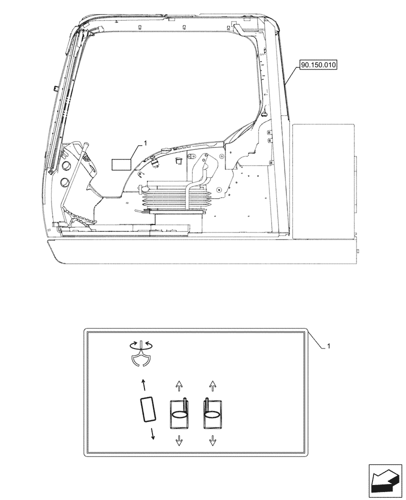 Схема запчастей Case CX245D - (90.108.360) - DECAL, CONTROLS (90) - PLATFORM, CAB, BODYWORK AND DECALS