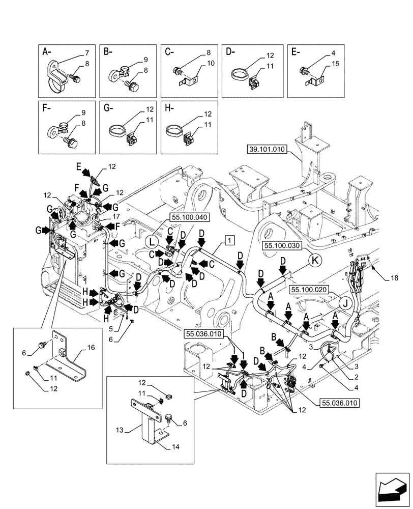 Схема запчастей Case CX245D - (55.100.010) - MAIN, WIRE HARNESS (55) - ELECTRICAL SYSTEMS