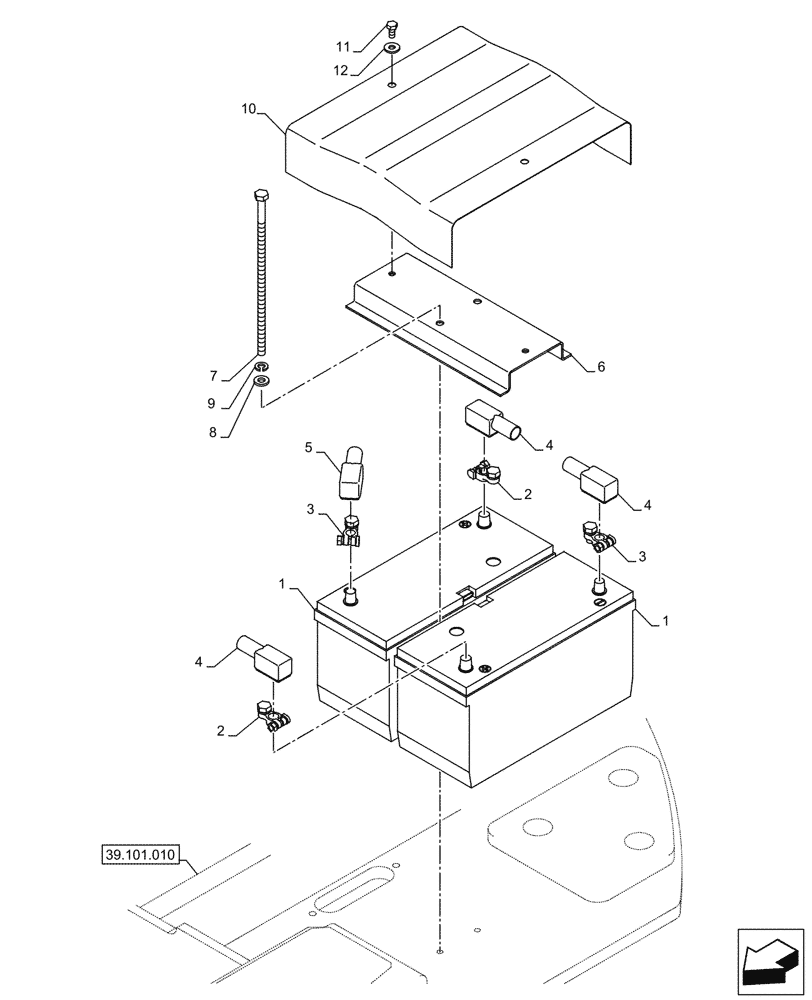 Схема запчастей Case CX245D - (55.302.010) - BATTERY (55) - ELECTRICAL SYSTEMS