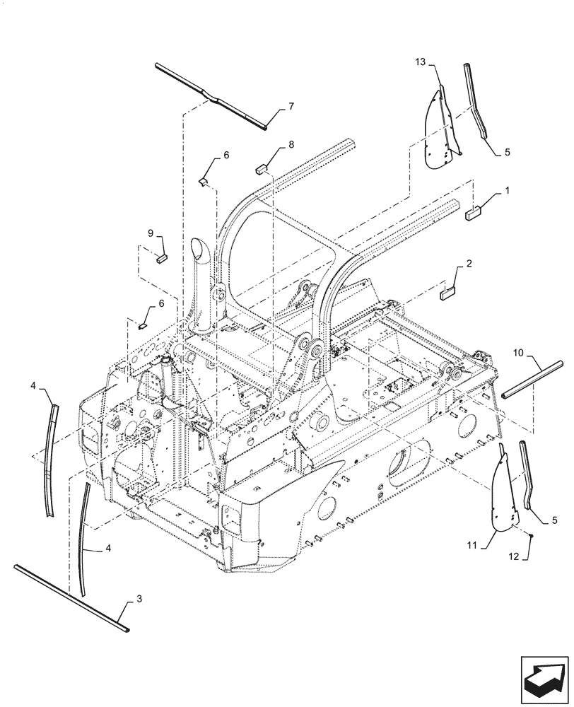 Схема запчастей Case SR200 - (90.105.CU) - COVERS & INSULATION (90) - PLATFORM, CAB, BODYWORK AND DECALS