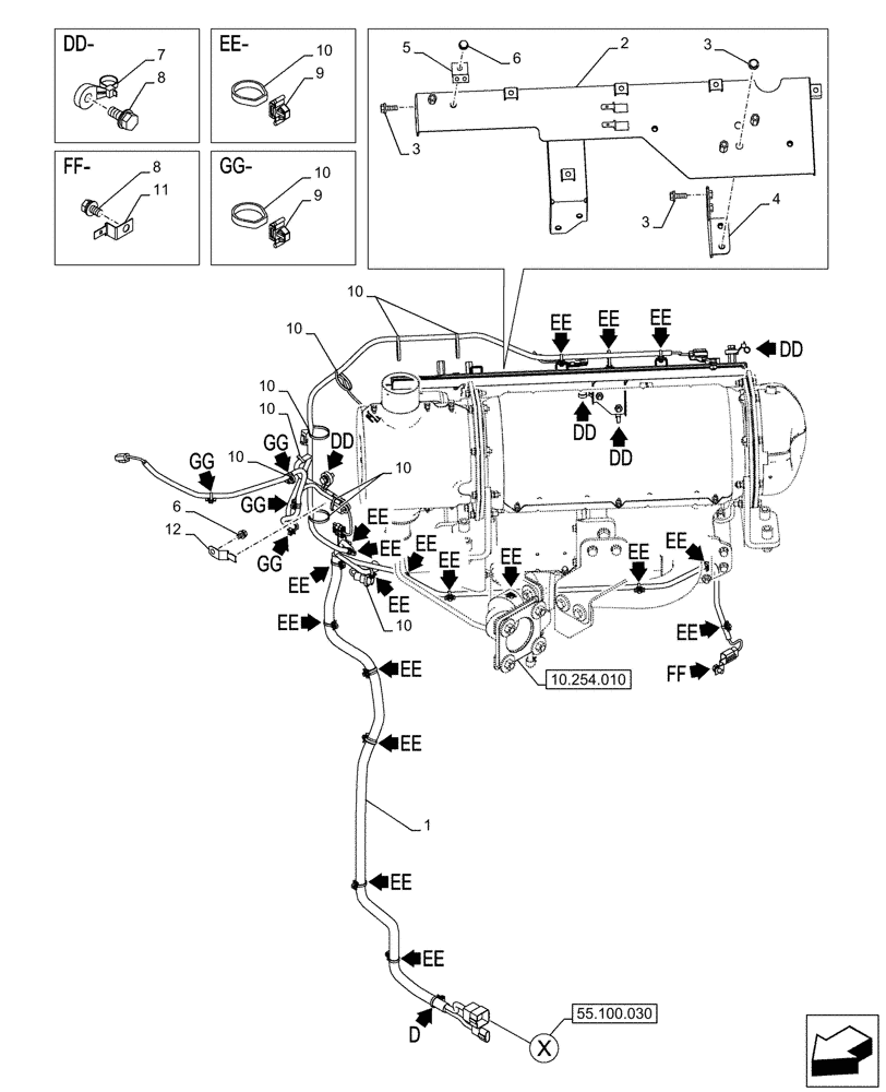 Схема запчастей Case CX245D - (55.100.050) - MAIN, WIRE HARNESS (55) - ELECTRICAL SYSTEMS