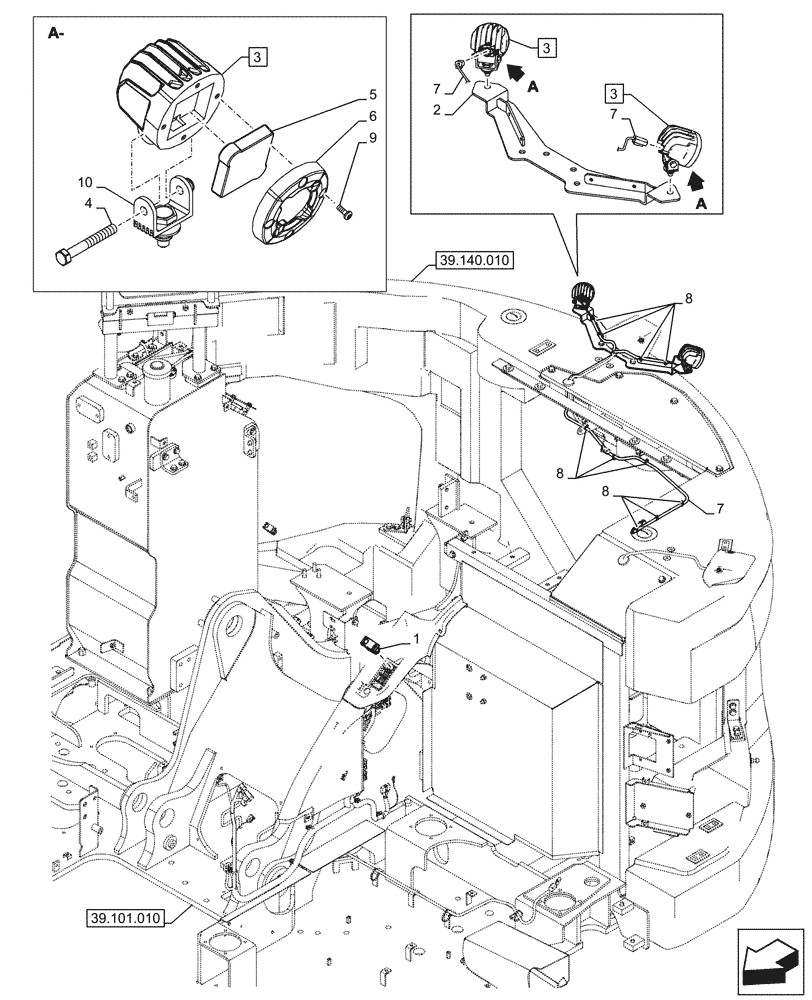 Схема запчастей Case CX245D - (55.404.030) - VAR - 488037 - REAR VIEW CAMERA, LIGHT (55) - ELECTRICAL SYSTEMS