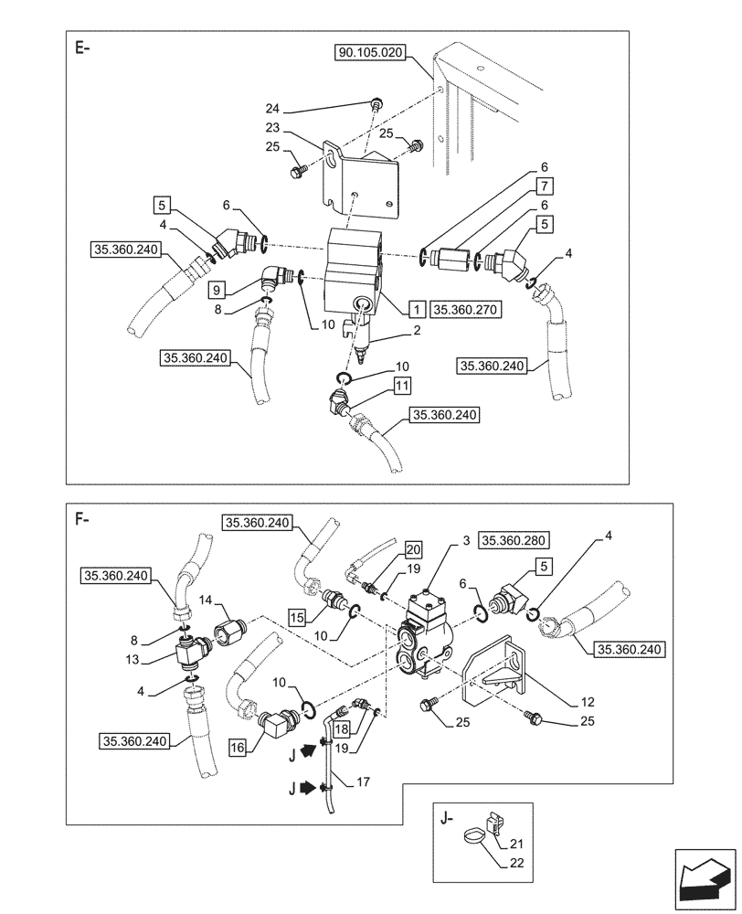 Схема запчастей Case CX245D - (35.360.250) - VAR - 461869 - HAMMER CIRCUIT, LINES, HIGH FLOW, SHEARS, W/ ELECTRICAL PROPORTIONAL CONTROL (35) - HYDRAULIC SYSTEMS