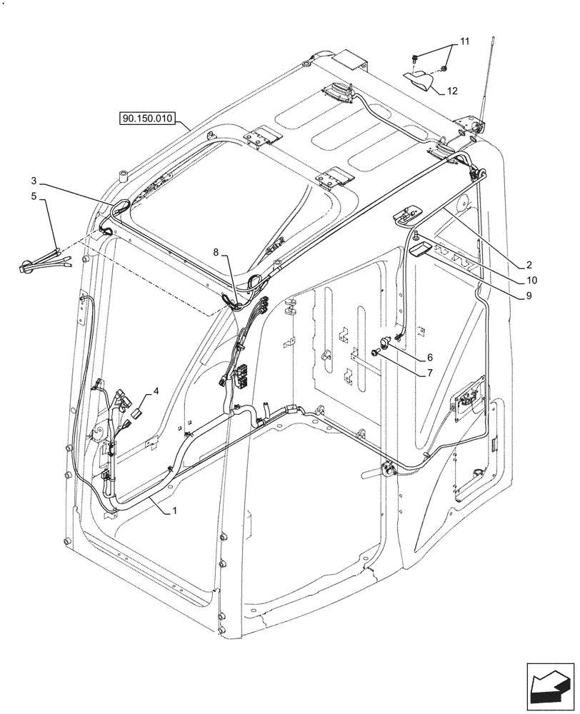 Схема запчастей Case CX245D - (55.510.040) - CAB, RIGHT SIDE, WIRE HARNESS (55) - ELECTRICAL SYSTEMS