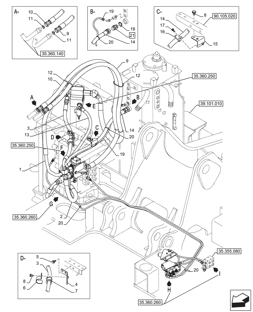 Схема запчастей Case CX245D - (35.360.240) - VAR - 461869 - HAMMER CIRCUIT, LINES, HIGH FLOW, SHEARS, W/ ELECTRICAL PROPORTIONAL CONTROL (35) - HYDRAULIC SYSTEMS