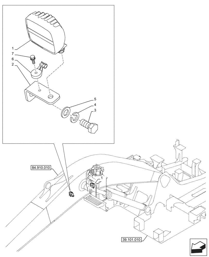 Схема запчастей Case CX245D - (55.404.010) - VAR - 488135 - WORKING LIGHT, BOOM (55) - ELECTRICAL SYSTEMS