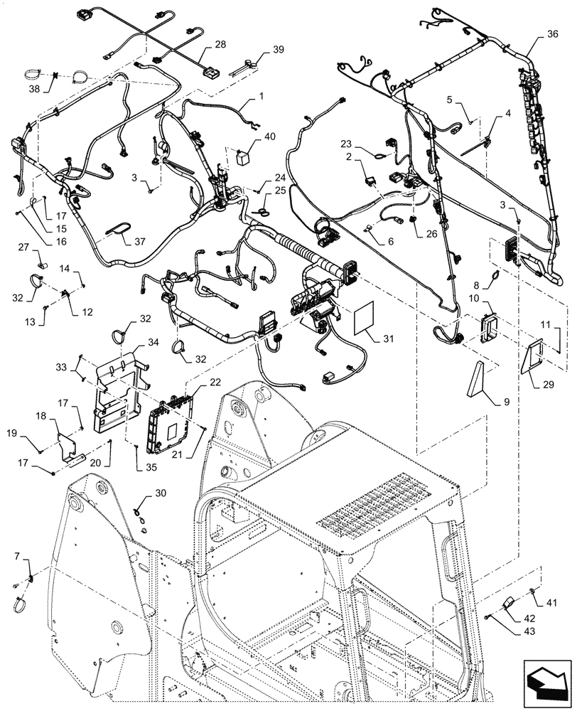 Схема запчастей Case TR270 - (55.101.AC[03]) - WIRE HARNESS & CONNECTOR, ELECTRONIC CONTROLS (14-NOV-2016 & NEWER) (55) - ELECTRICAL SYSTEMS