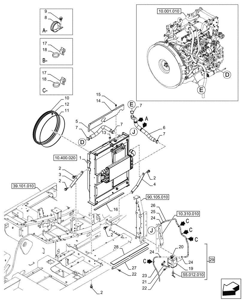 Схема запчастей Case CX290D LC MH - (10.400.010) - RADIATOR (10) - ENGINE