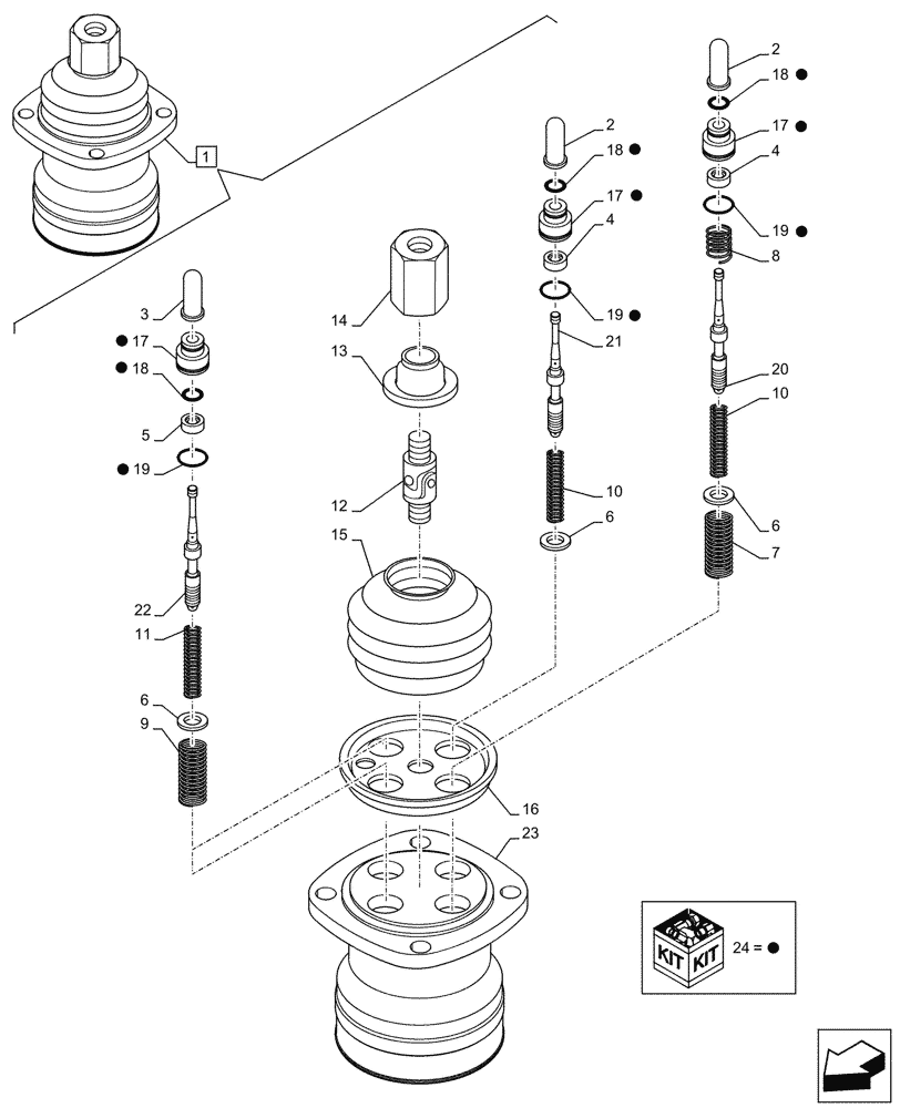 Схема запчастей Case CX290D LC SL - (35.355.020) - STD + VAR - 461872, 461863 - JOYSTICK VALVE, REMOTE CONTROL, COMPONENTS (35) - HYDRAULIC SYSTEMS