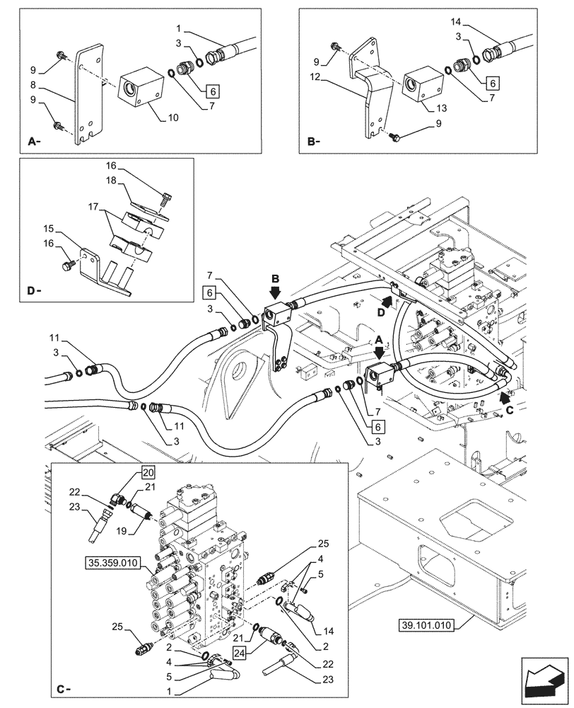 Схема запчастей Case CX290D LC MH - (35.360.070) - VAR - 461872 - HAMMER CIRCUIT, SHEARS, HIGH FLOW, W/ ELECTRICAL PROPORTIONAL CONTROL (35) - HYDRAULIC SYSTEMS