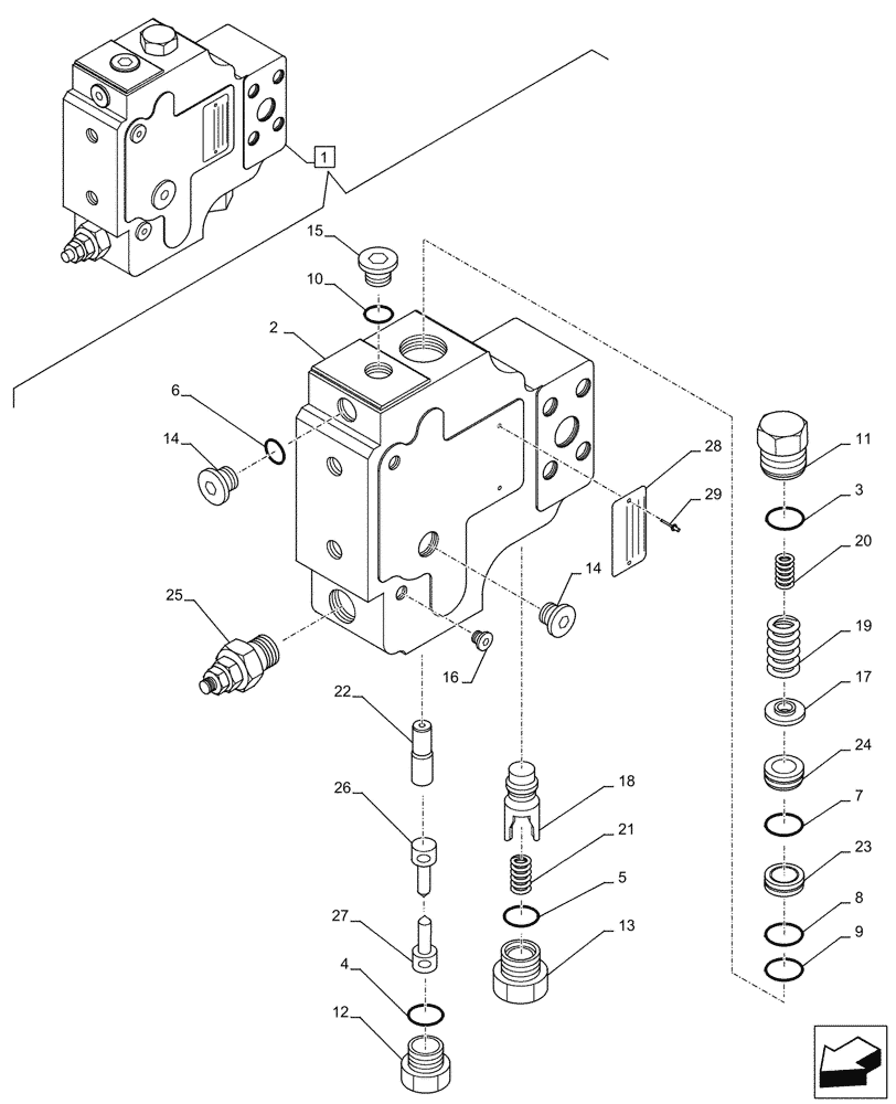 Схема запчастей Case CX290D LC MH - (35.736.070) - VAR - 481064 - BOOM, LIFT CYLINDER, SAFETY VALVE, COMPONENTS (35) - HYDRAULIC SYSTEMS