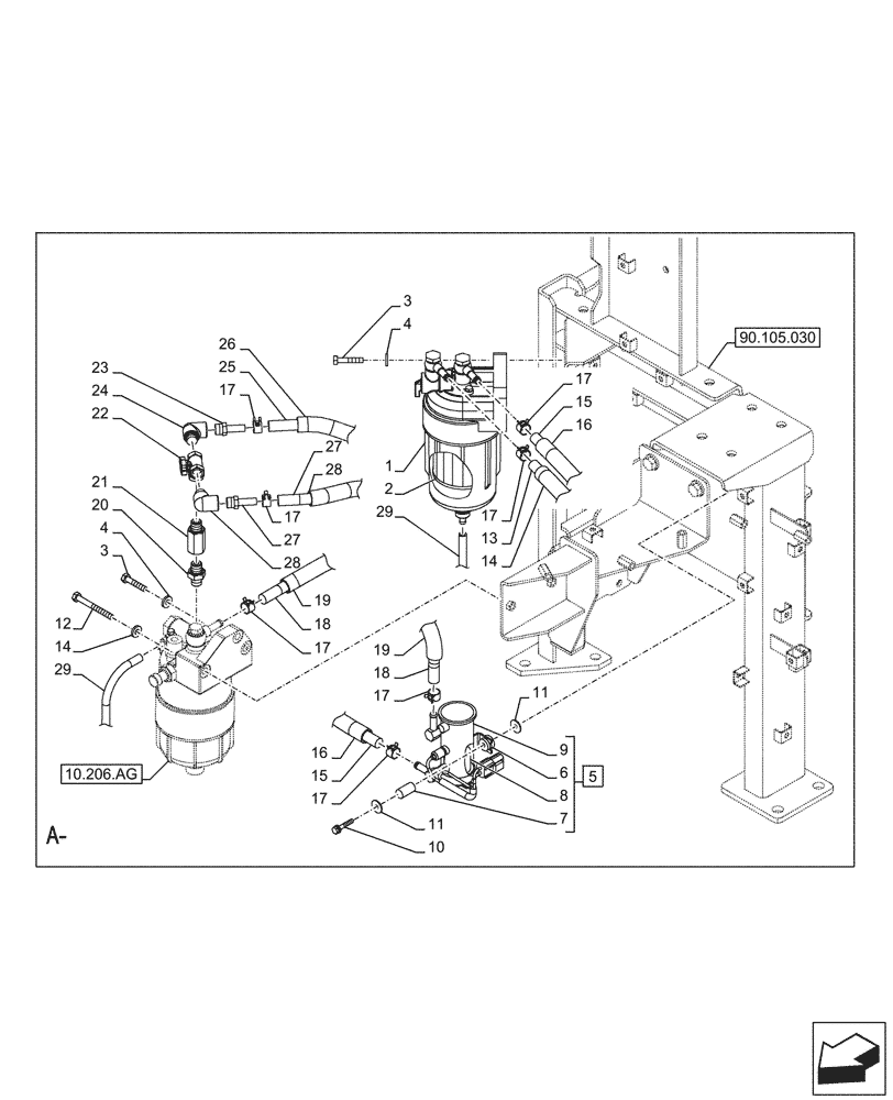 Схема запчастей Case CX290D LC SL - (10.216.030) - FUEL FILTER & FUEL TRANSFER PUMP (10) - ENGINE