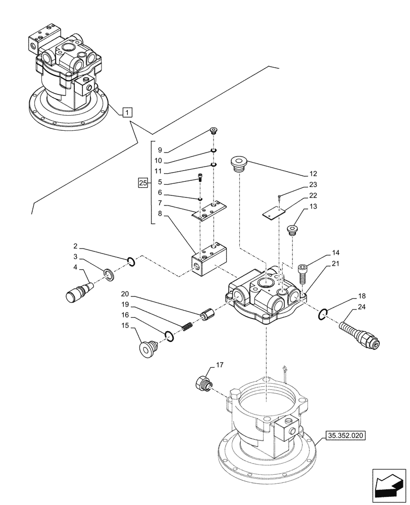 Схема запчастей Case CX290D LC SL - (35.352.030) - SWING REDUCTION UNIT, COMPONENTS (35) - HYDRAULIC SYSTEMS