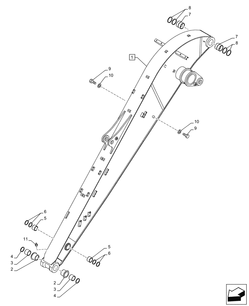 Схема запчастей Case CX290D LC MH - (84.912.010) - VAR - 781930 - ARM (L=5M) (84) - BOOMS, DIPPERS & BUCKETS
