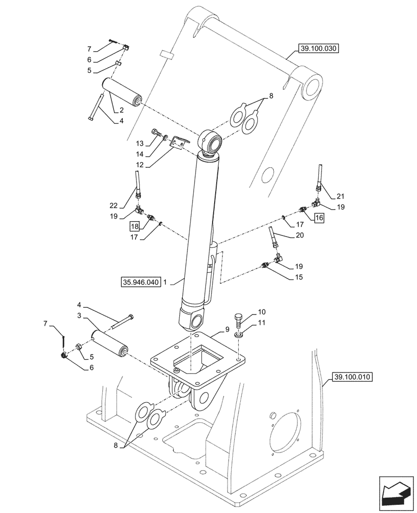 Схема запчастей Case CX290D LC SL - (35.946.020) - ELEVATOR, FRAME, HYDRAULIC CYLINDER (35) - HYDRAULIC SYSTEMS