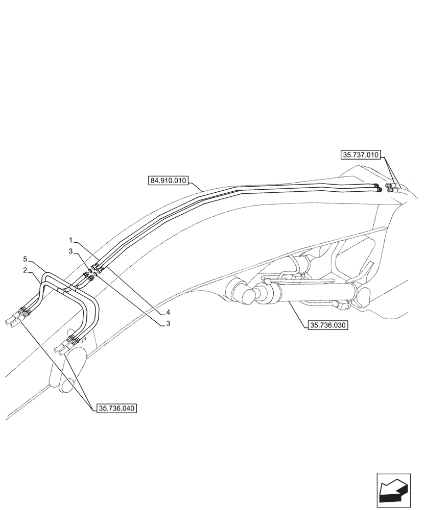 Схема запчастей Case CX290D LC MH - (35.737.020) - VAR - 781930 - ARM, CYLINDER, LINES (35) - HYDRAULIC SYSTEMS